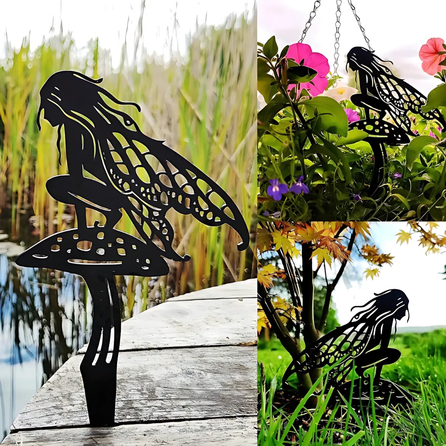 Magical Metal Garden Fairy – Whimsical Outdoor Decor for Lawn &amp; Patio Garden Ornaments