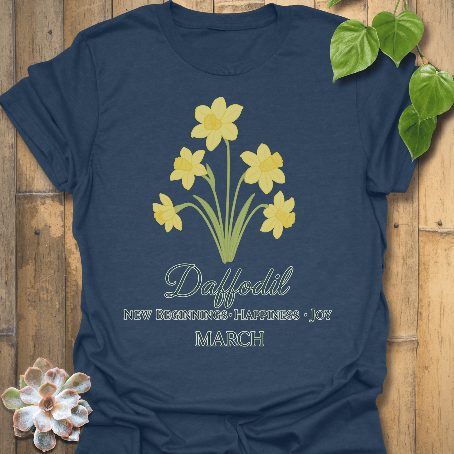 March Daffodil T-shirt Heather Navy / S T-Shirt