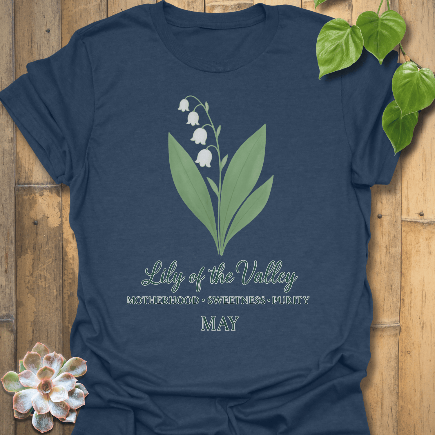 May Lily Of The Valley T-shirt Heather Navy / S T-Shirt