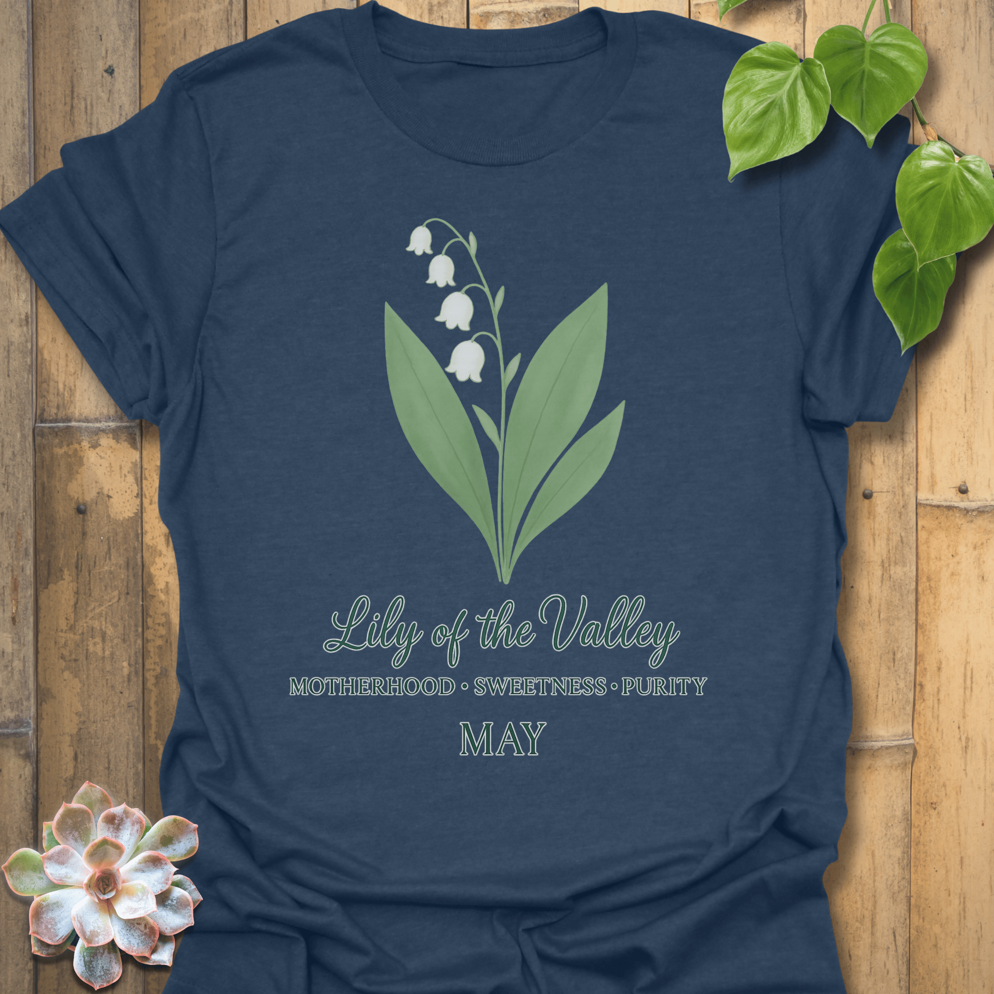 May Lily Of The Valley T-shirt Heather Navy / S T-Shirt