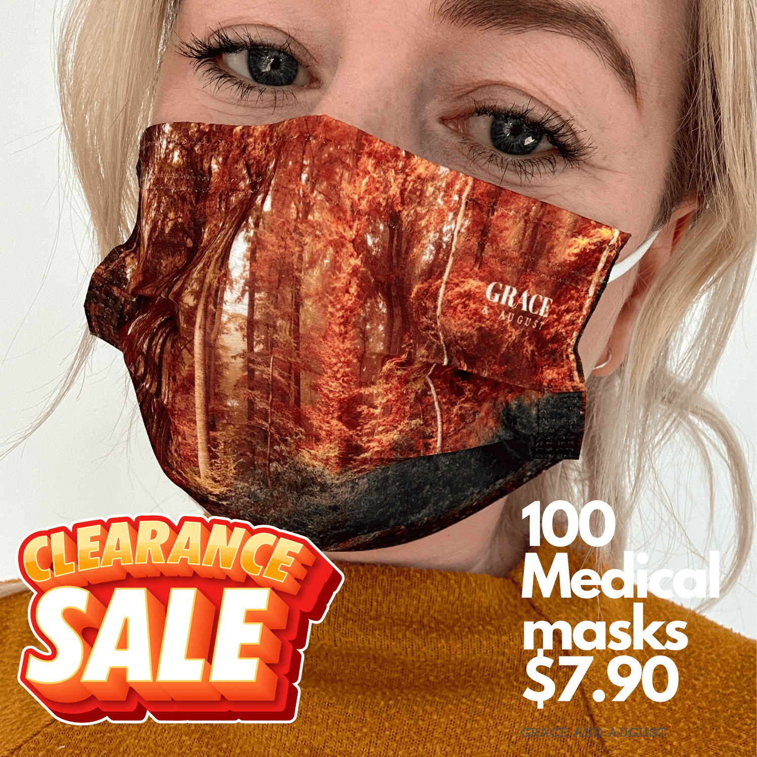 Medical Face Masks |  Disposable Masks | Autumn Forest 10x10 Pack Adult Face masks