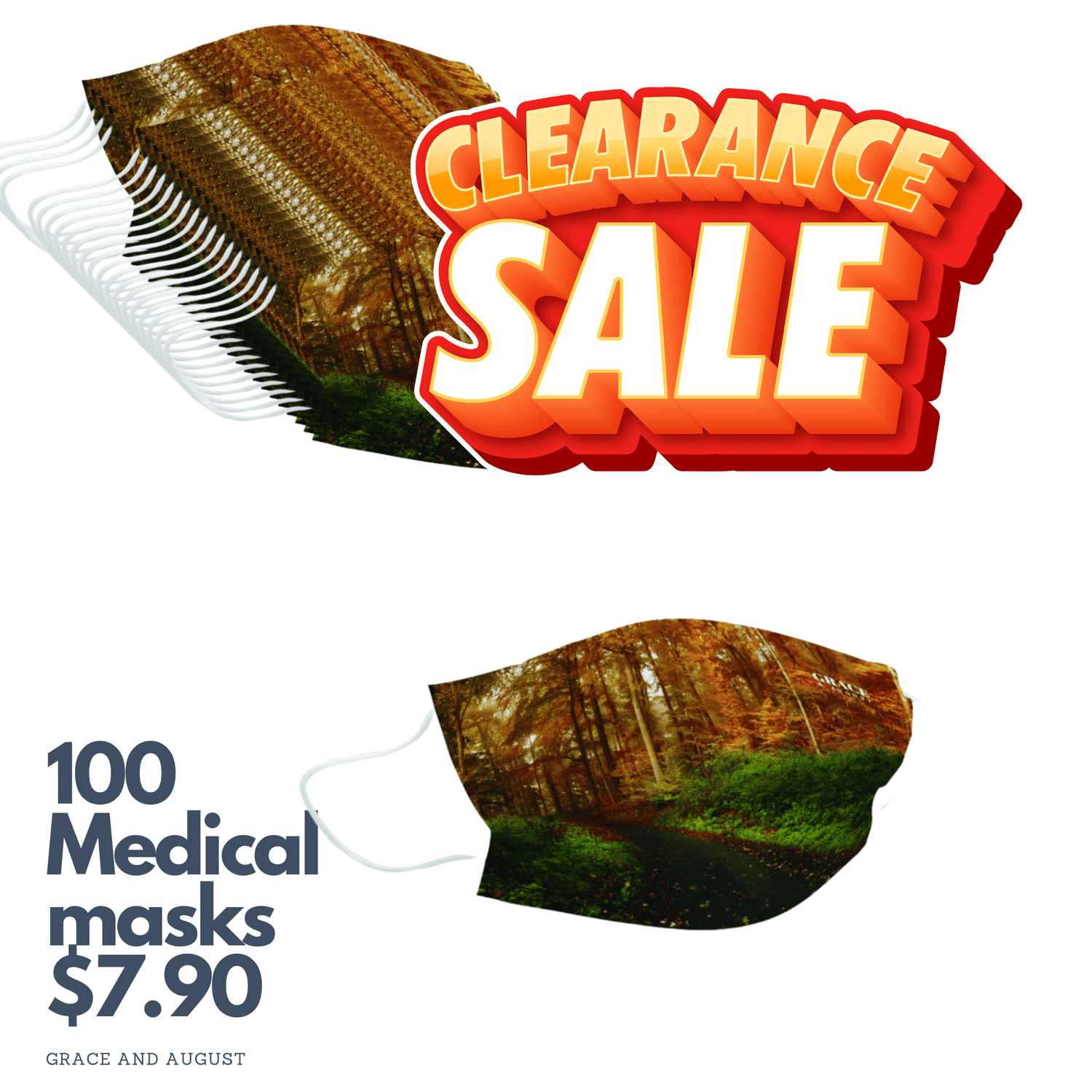 Medical Face Masks |  Disposable Masks | Autumn Forest 10x10 Pack Adult Face masks