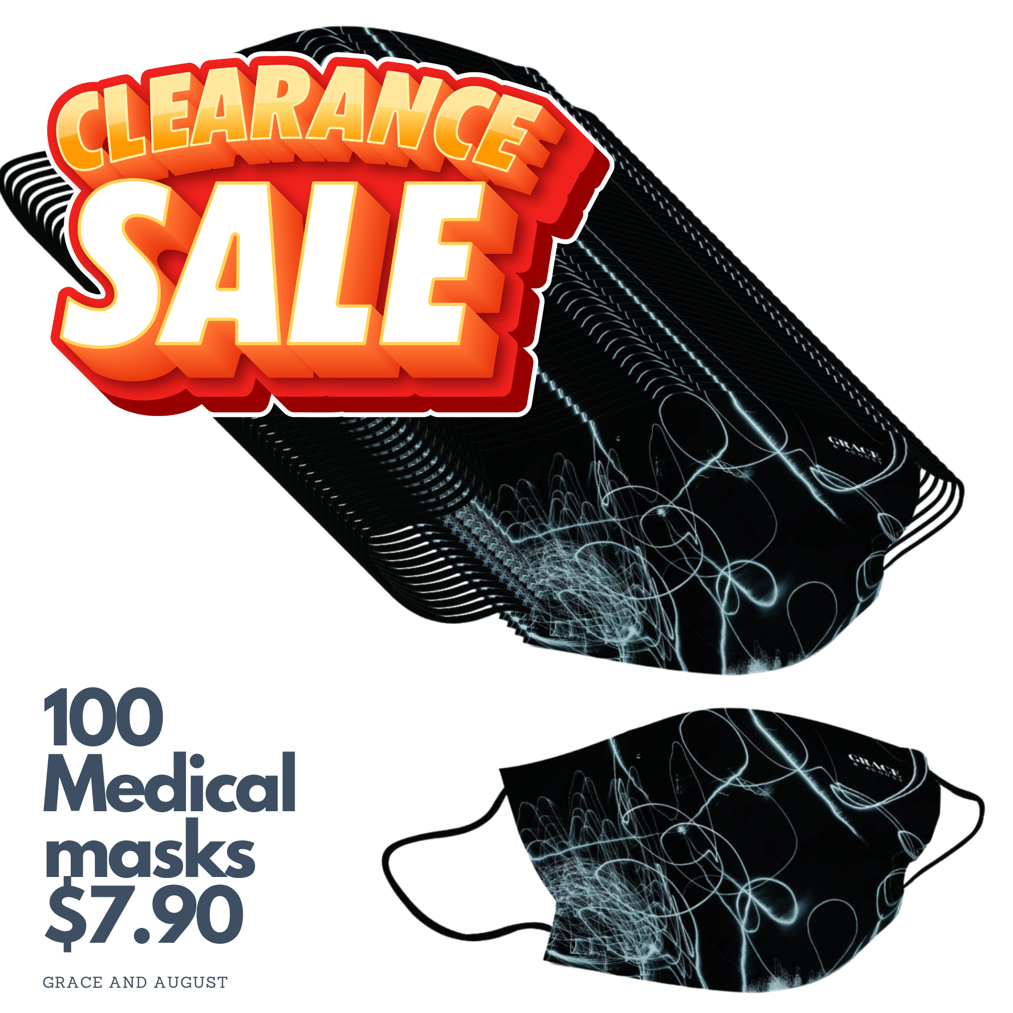 Medical Grade Face Mask | Disposable Masks NZ | Sparkler Print  10x10 Pack Face masks