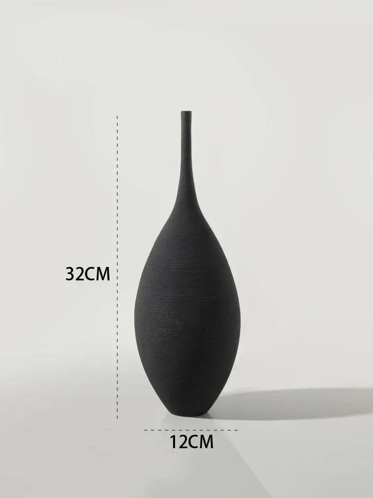 Minimalist Zenith Ceramic Vase – Handcrafted Elegance in Monochrome Black 32cm vase