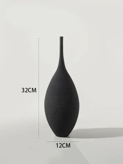 Minimalist Zenith Ceramic Vase – Handcrafted Elegance in Monochrome Black 32cm vase