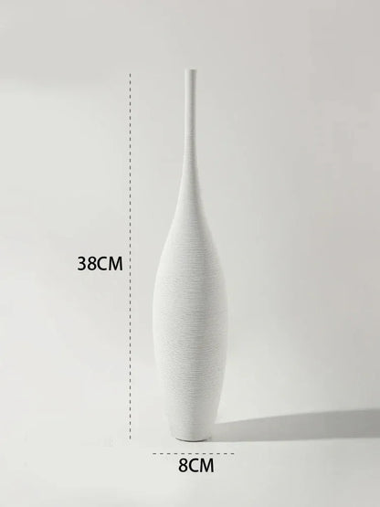 Minimalist Zenith Ceramic Vase – Handcrafted Elegance in Monochrome White 38cm vase