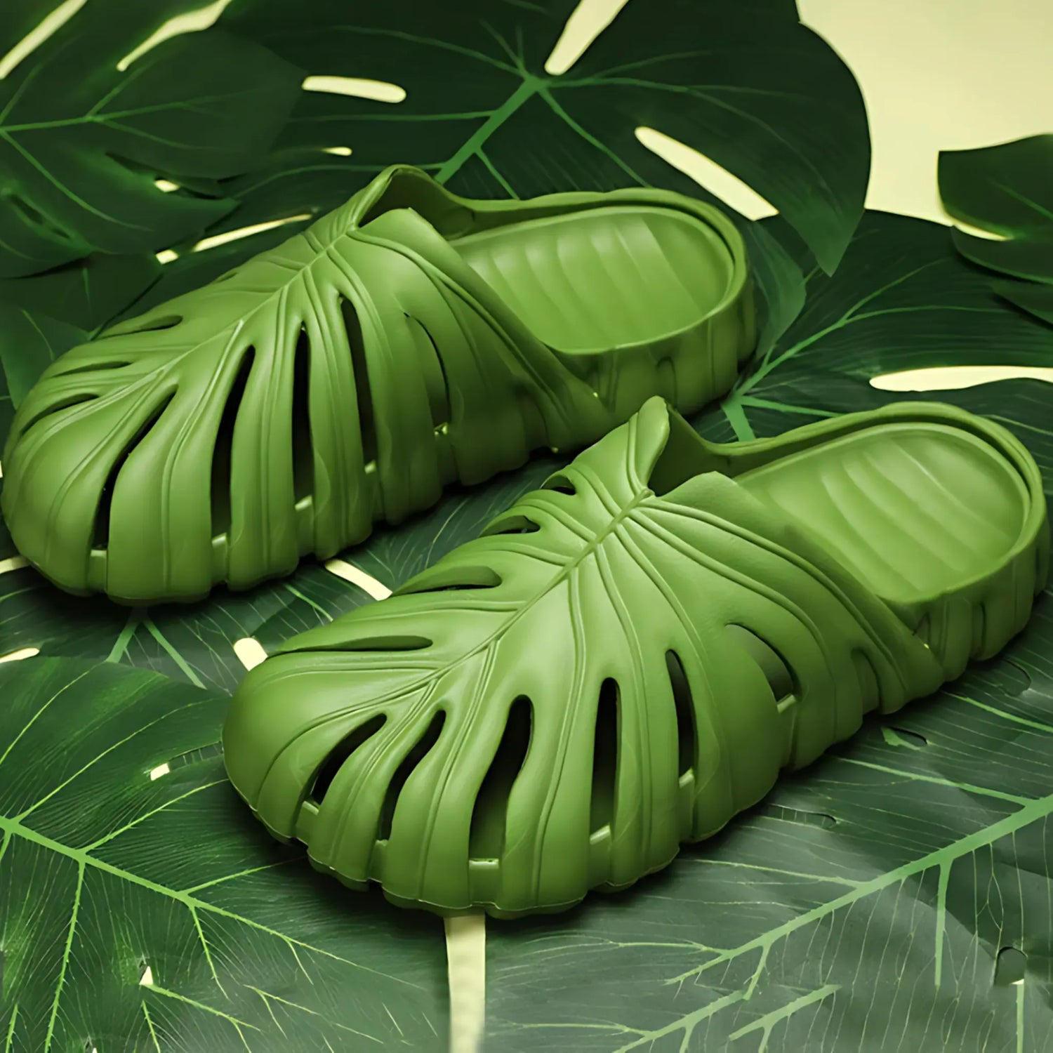 Monstera Slides - Unisex Outdoor Beach Slippers for Comfort 1-green / 37-38 Slipper