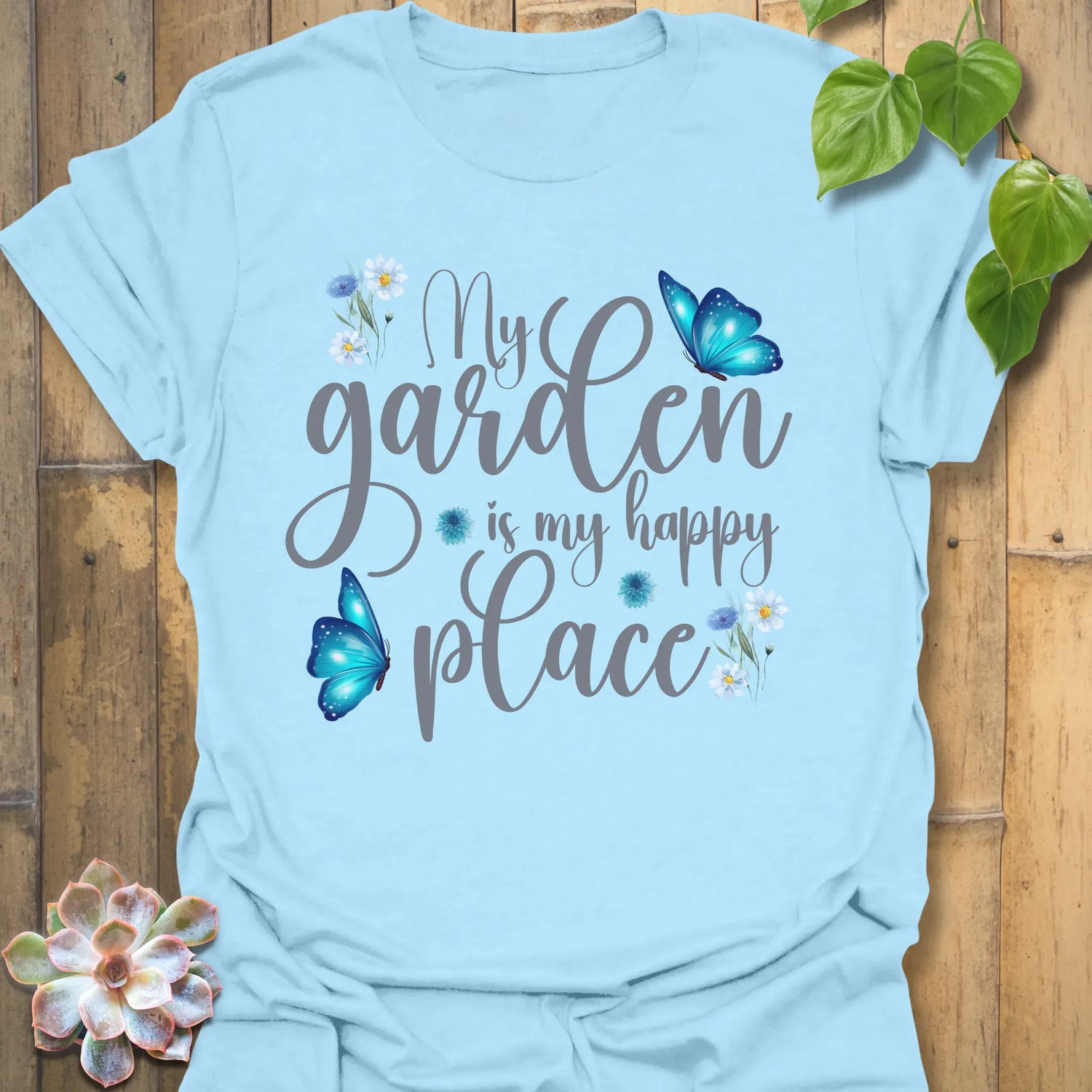 My Garden Is My Happy Place Fun T-shirt Light Blue / S T-Shirt