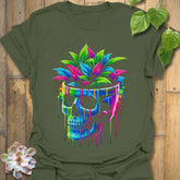 Neon Bloom Skull T-shirt Military Green / S T-Shirt