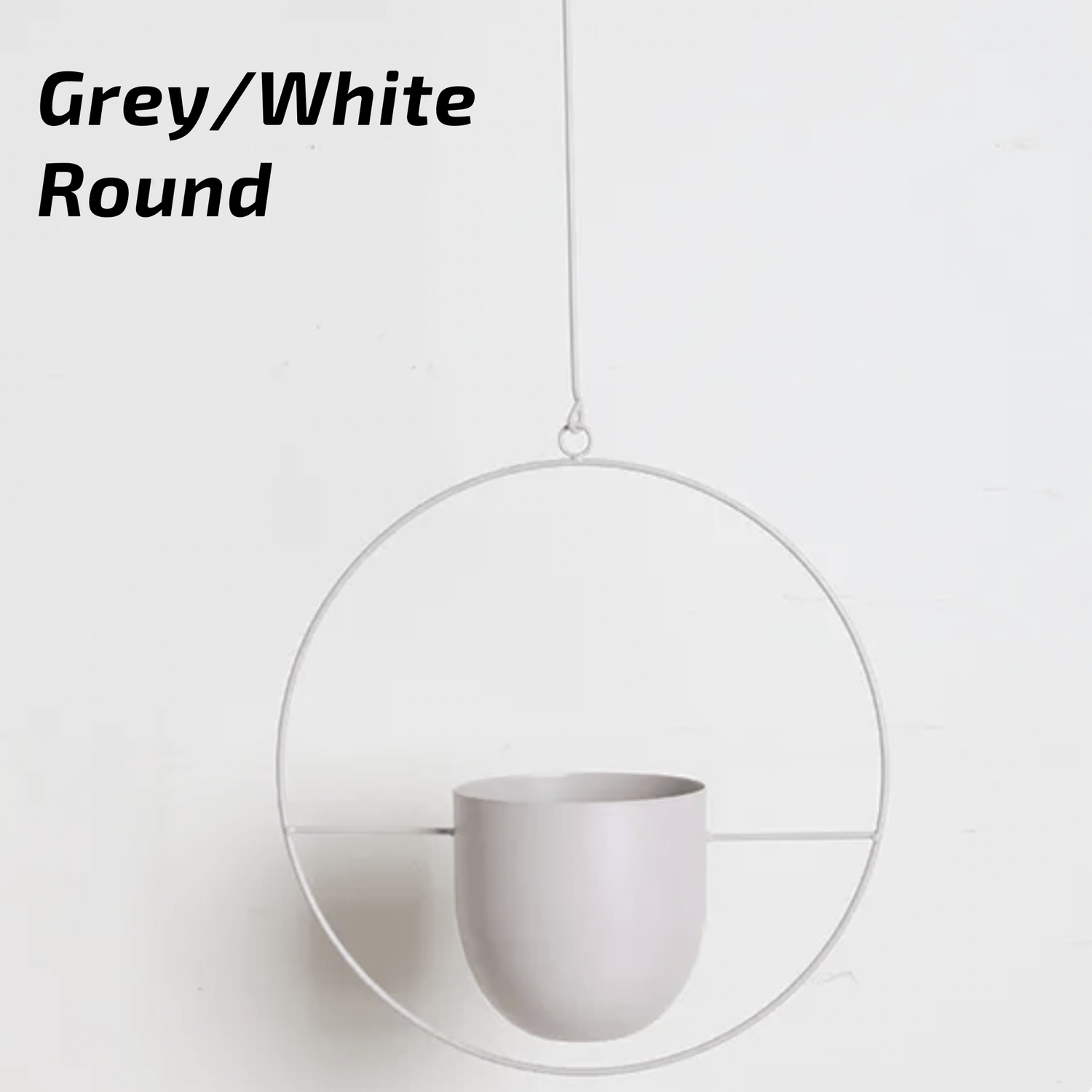 Nordic Style Metal Plant Hanger - Sturdy &amp; Durable Hanging Pots 01 Round Grey/White Plant holder