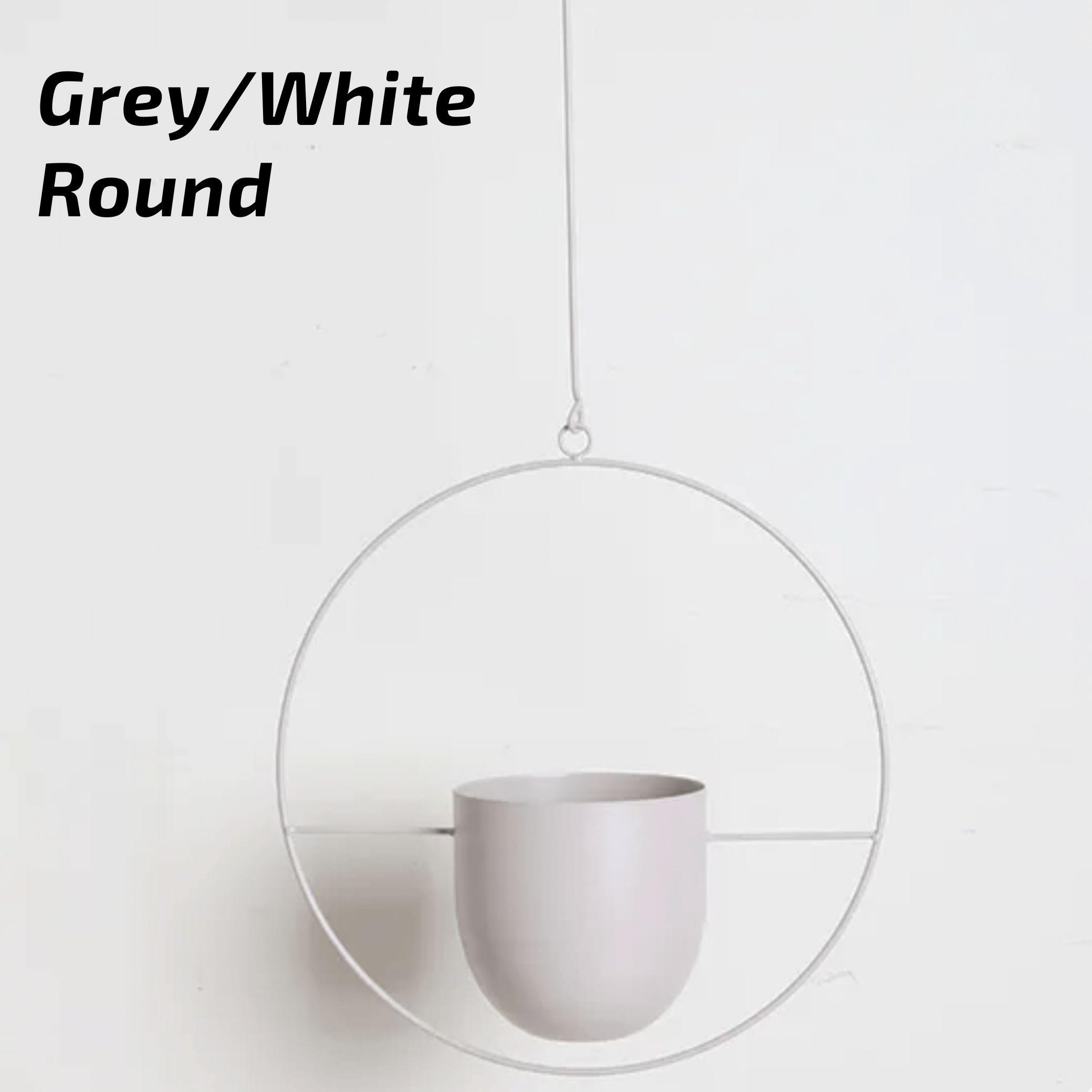 Nordic Style Metal Plant Hanger - Sturdy &amp; Durable Hanging Pots 01 Round Grey/White Plant holder