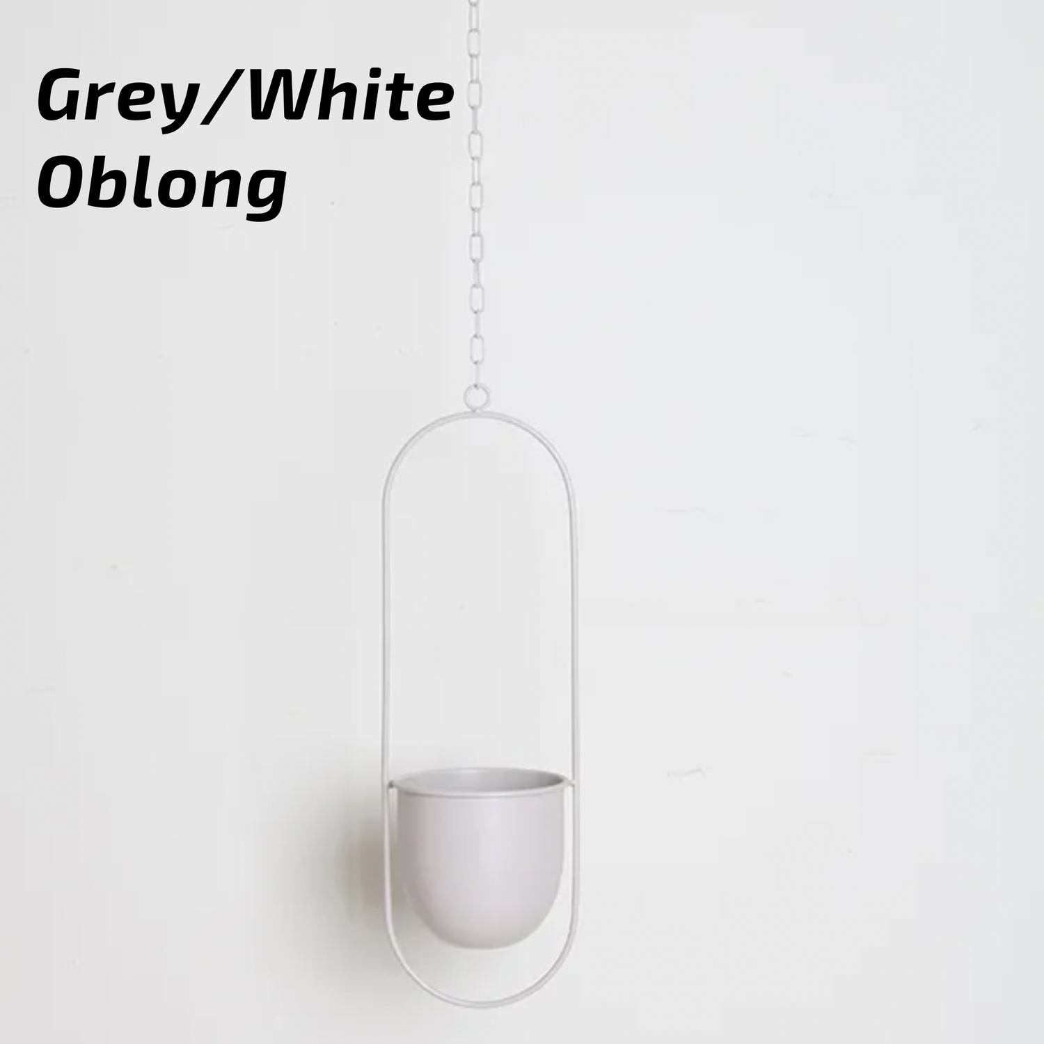 Nordic Style Metal Plant Hanger - Sturdy &amp; Durable Hanging Pots 02 Oblong Grey/White Plant holder