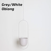 Nordic Style Metal Plant Hanger - Sturdy & Durable Hanging Pots 02 Oblong Grey/White Plant holder