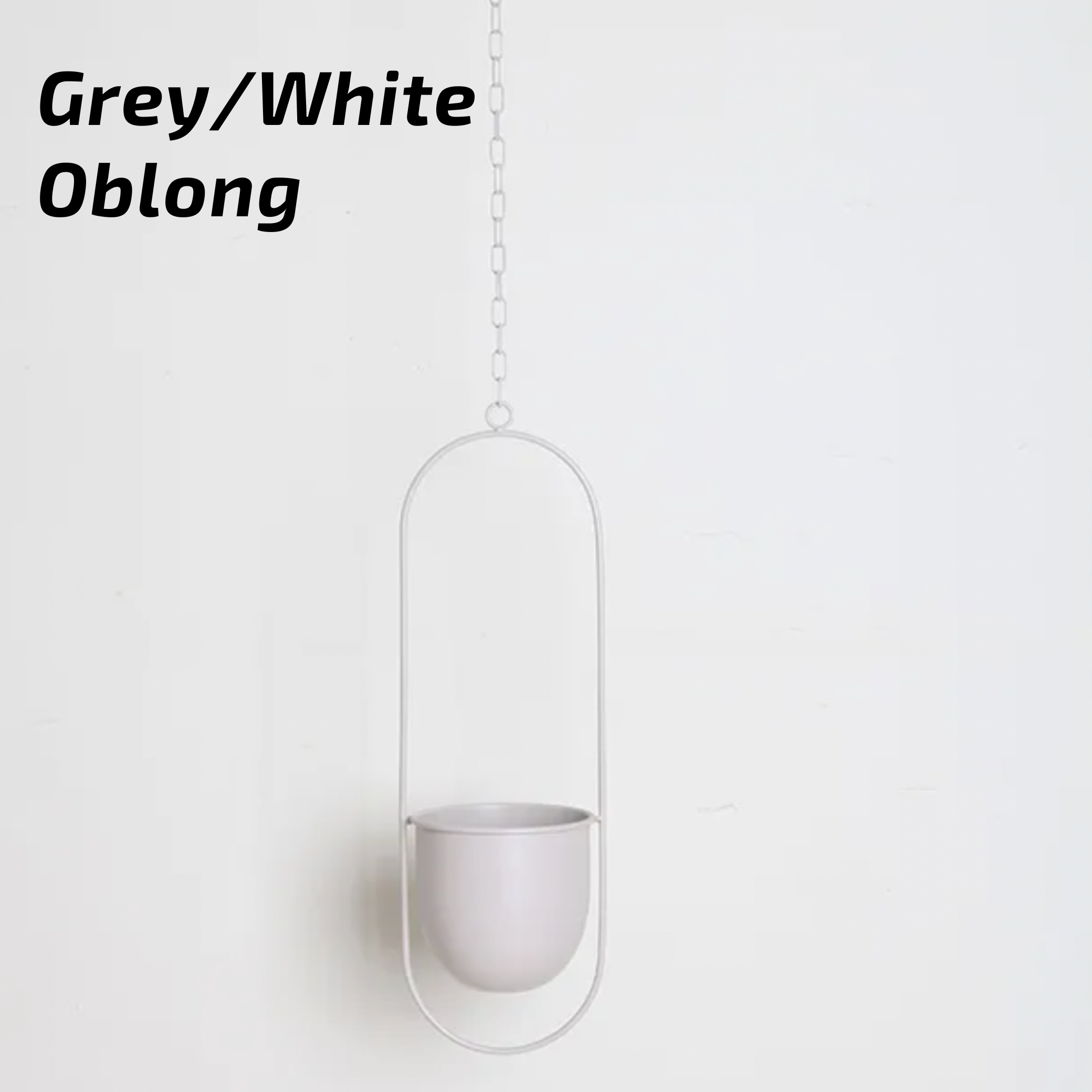 Nordic Style Metal Plant Hanger - Sturdy &amp; Durable Hanging Pots 02 Oblong Grey/White Plant holder