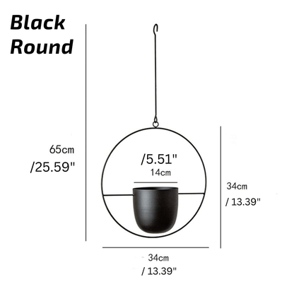 Nordic Style Metal Plant Hanger - Sturdy &amp; Durable Hanging Pots 03 Round Black Plant holder