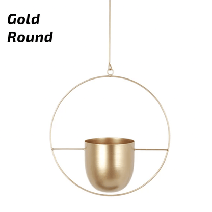 Nordic Style Metal Plant Hanger - Sturdy &amp; Durable Hanging Pots 07 Round Gold Plant holder