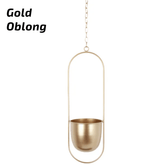 Nordic Style Metal Plant Hanger - Sturdy & Durable Hanging Pots 08 Oblong Gold Plant holder
