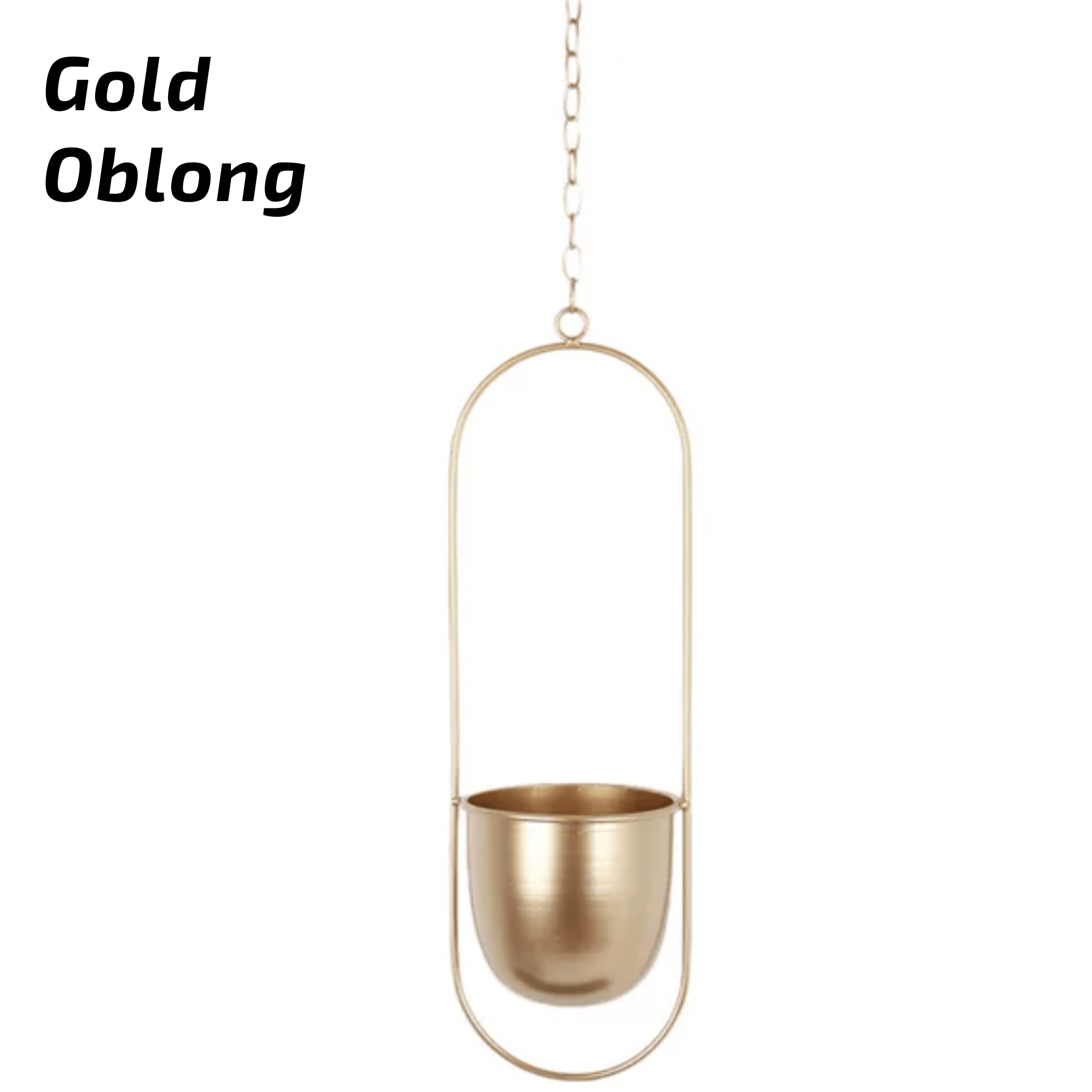 Nordic Style Metal Plant Hanger - Sturdy &amp; Durable Hanging Pots 08 Oblong Gold Plant holder