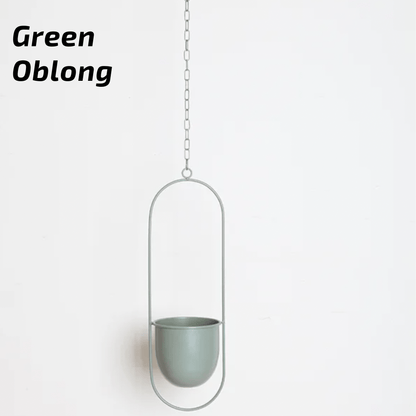 Nordic Style Metal Plant Hanger - Sturdy &amp; Durable Hanging Pots 10 Oblong Green Plant holder