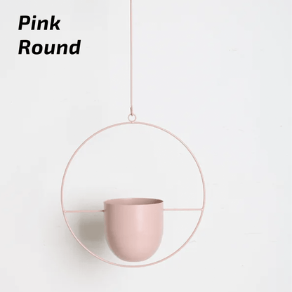 Nordic Style Metal Plant Hanger - Sturdy &amp; Durable Hanging Pots 11 Round Pink Plant holder