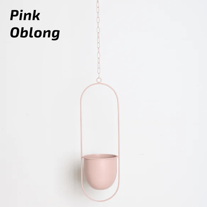 Nordic Style Metal Plant Hanger - Sturdy &amp; Durable Hanging Pots 12 Oblong Pink Plant holder