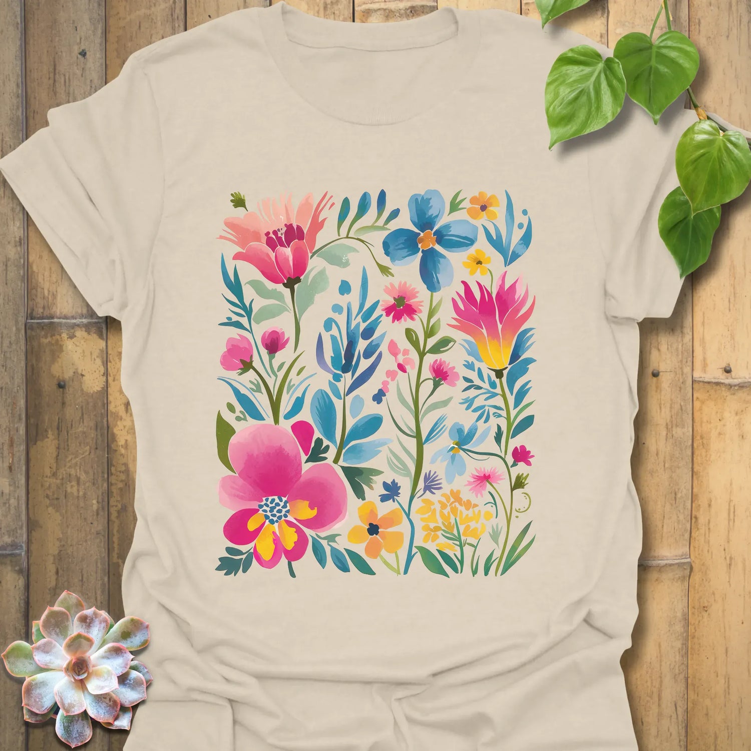 Painted Petals T-shirt Natural / S T-Shirt
