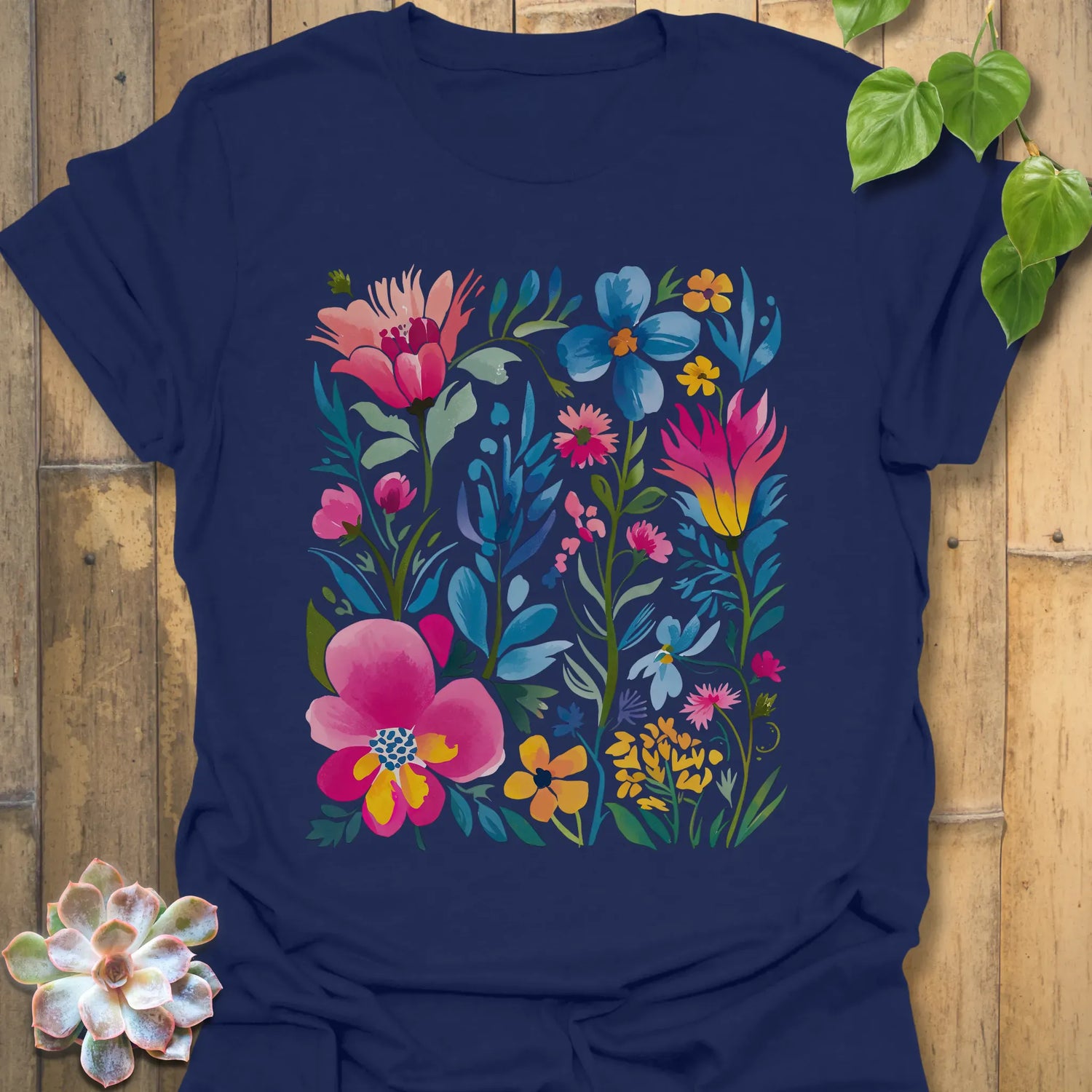 Painted Petals T-shirt Navy / S T-Shirt