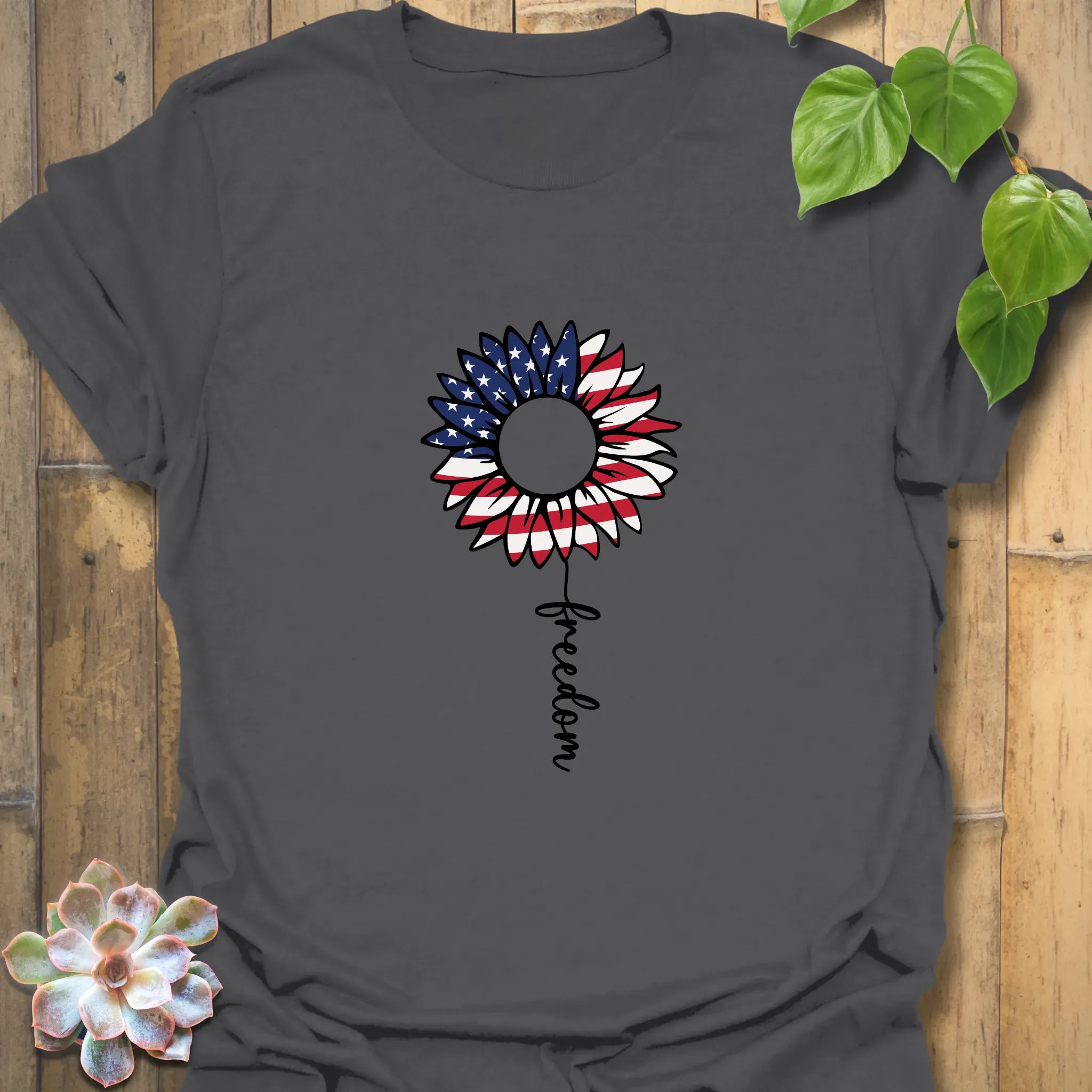 Patriotic Sunflower T-shirt Charcoal / S T-Shirt