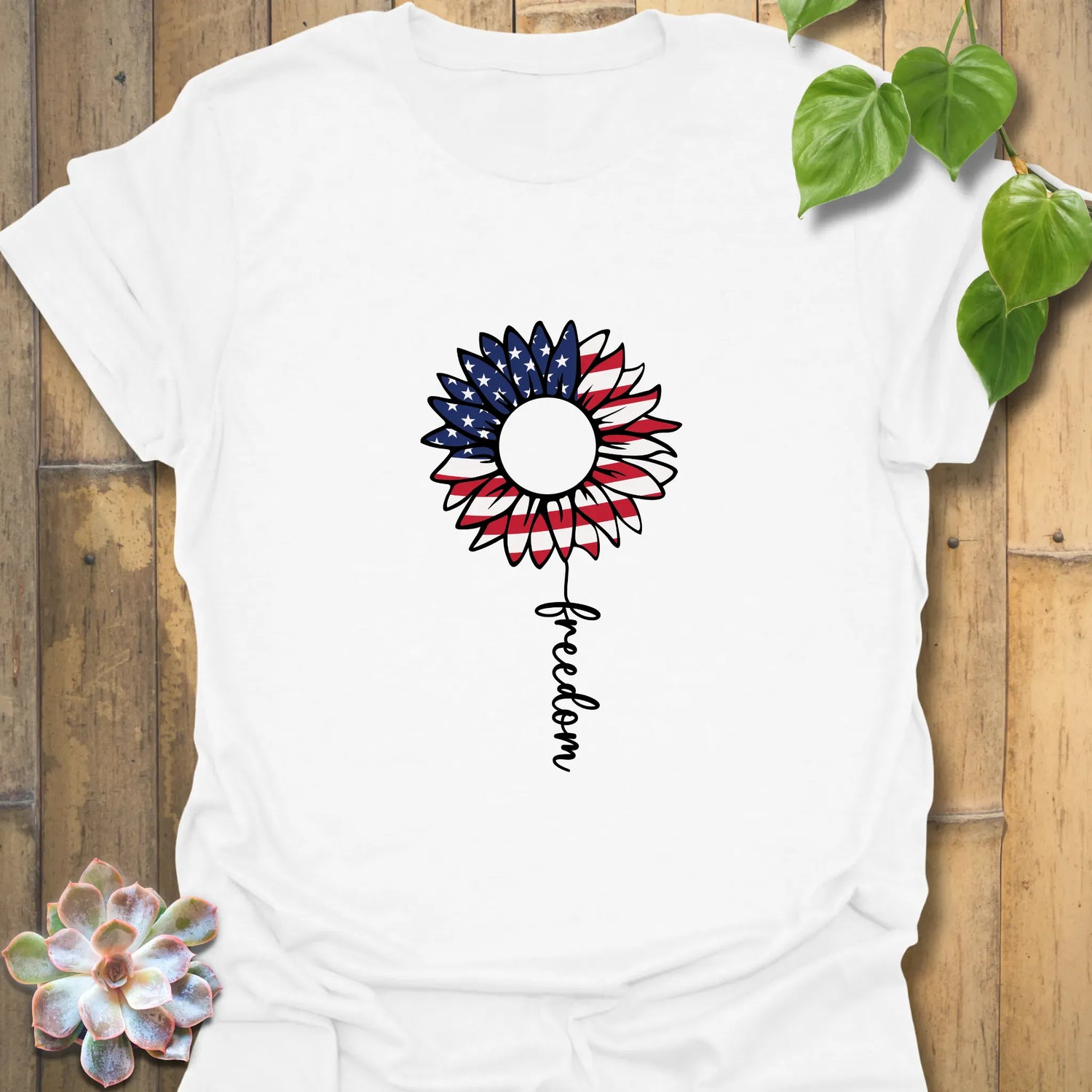 Patriotic Sunflower T-shirt White / S T-Shirt