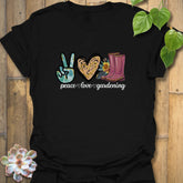 Peace Love Gardening T-shirt Black / S T-Shirt