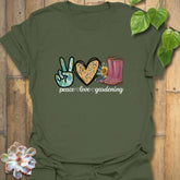 Peace Love Gardening T-shirt Military Green / S T-Shirt