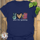Peace Love Gardening T-shirt Navy / S T-Shirt
