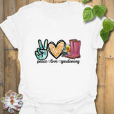 Peace Love Gardening T-shirt White / S T-Shirt