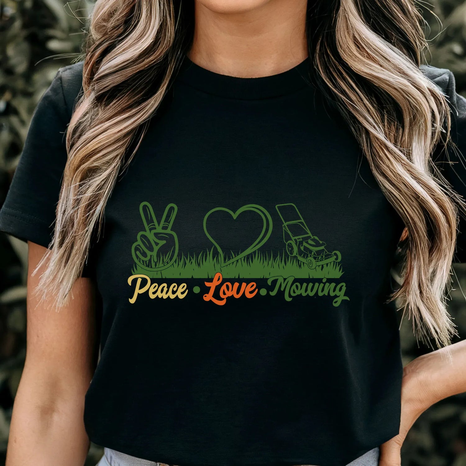 Peace Love Mowing T-shirt Black / S T-Shirt