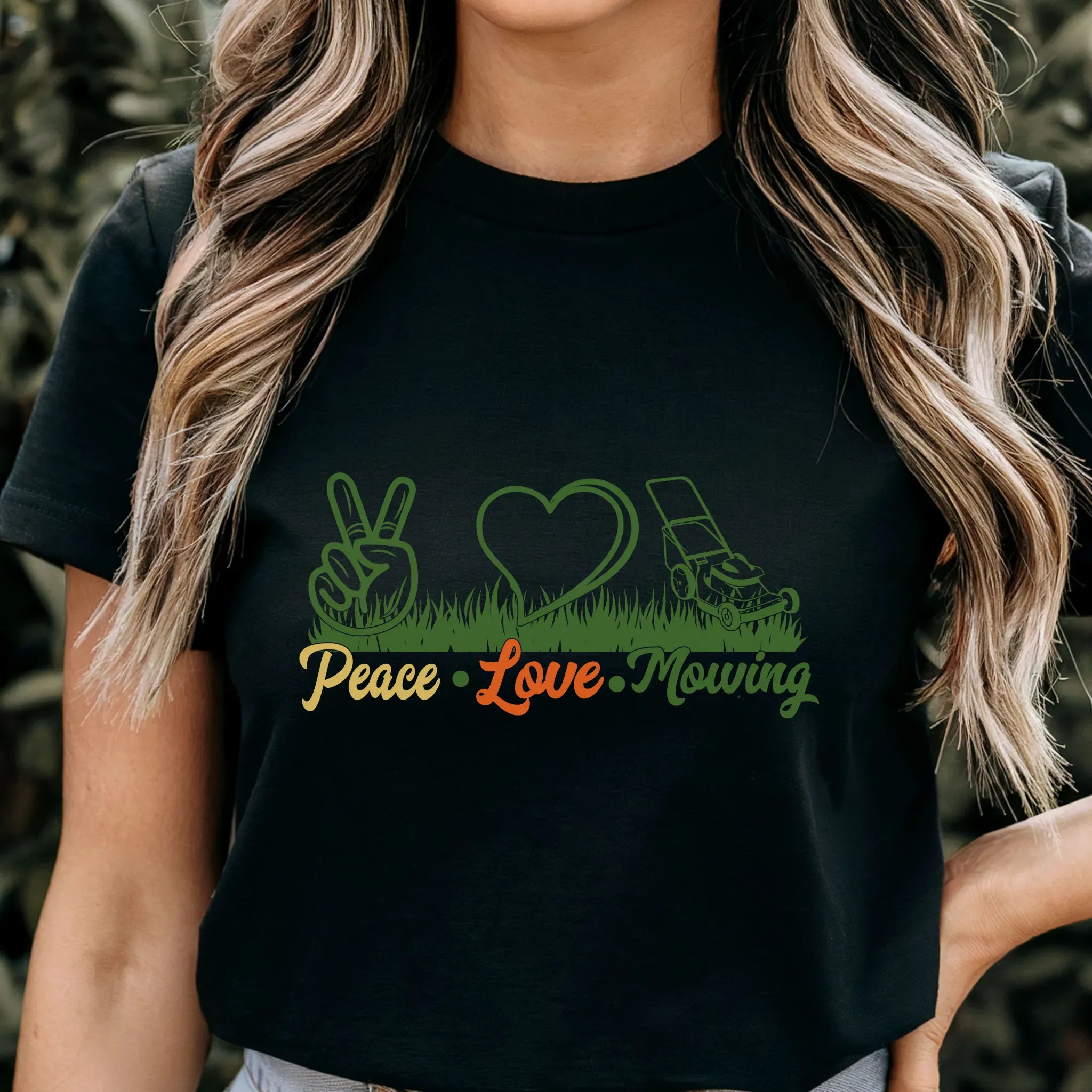 Peace Love Mowing T-shirt Black / S T-Shirt