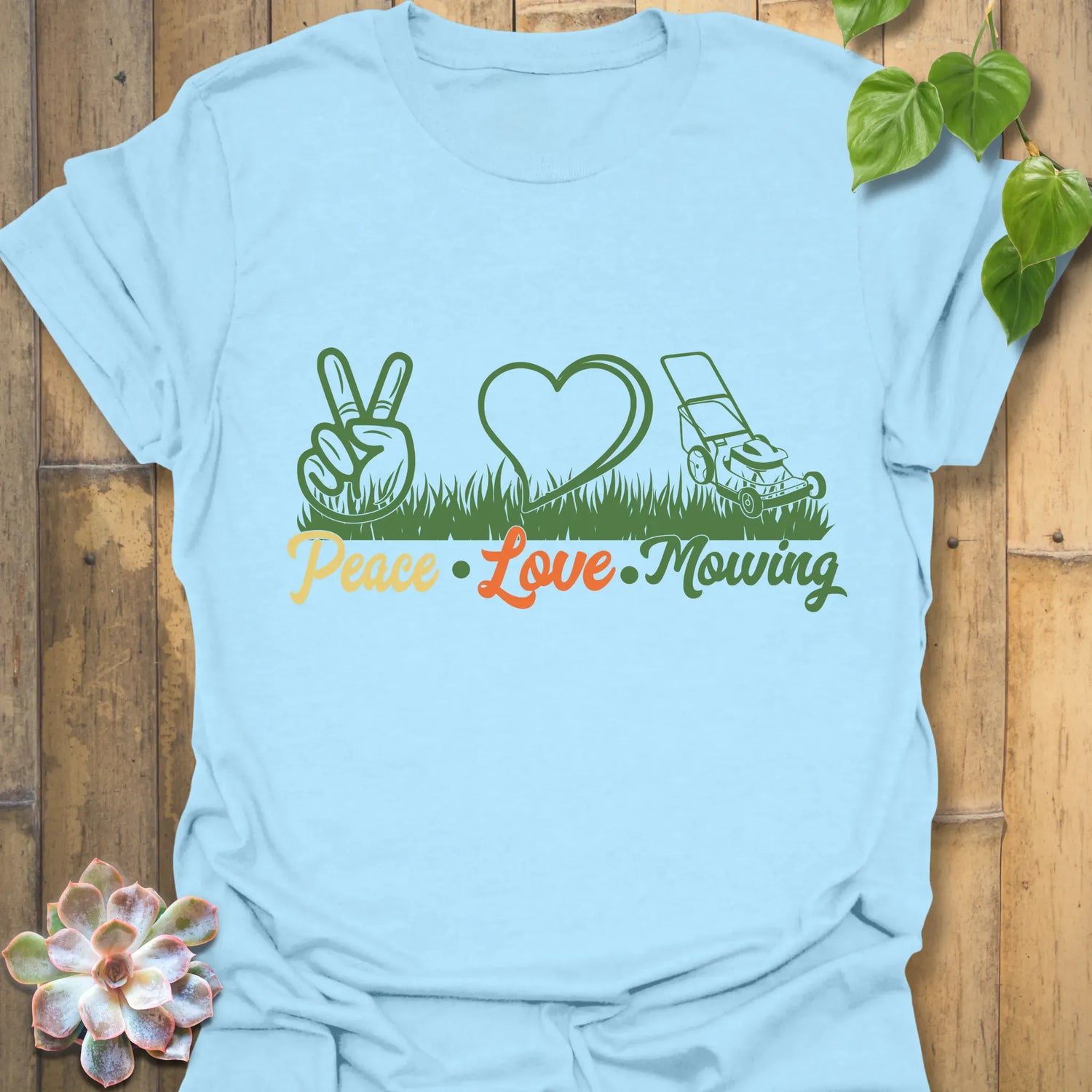 Peace Love Mowing T-shirt Light Blue / S T-Shirt