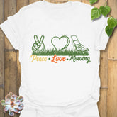 Peace Love Mowing T-shirt White / S T-Shirt