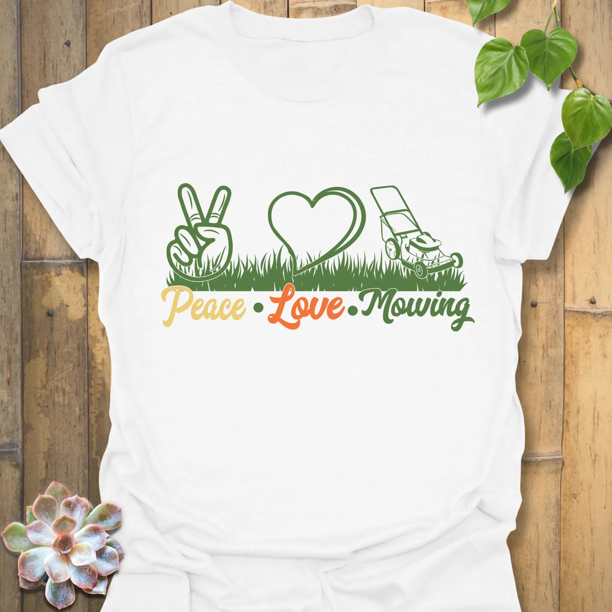 Peace Love Mowing T-shirt White / S T-Shirt