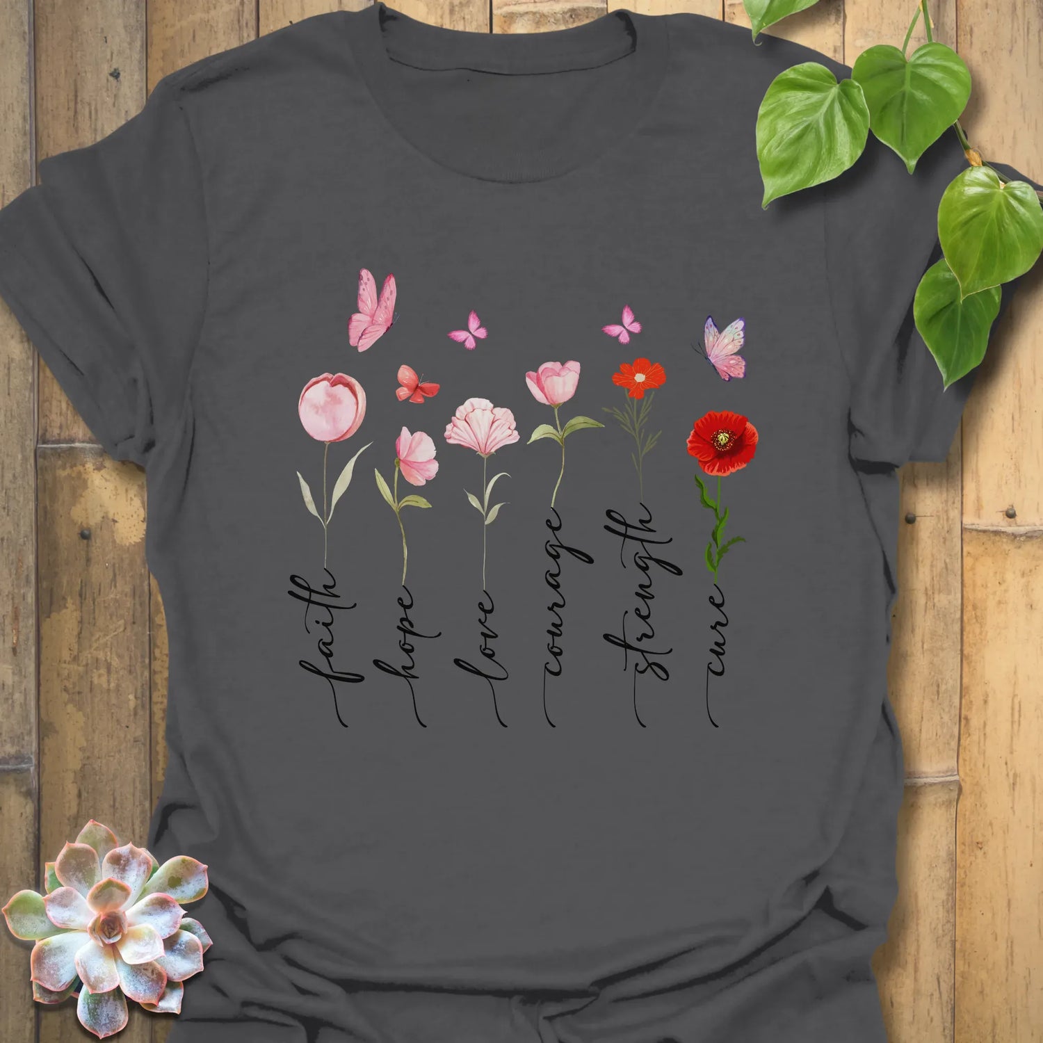 Petals Of Strength T-shirt Charcoal / S T-Shirt