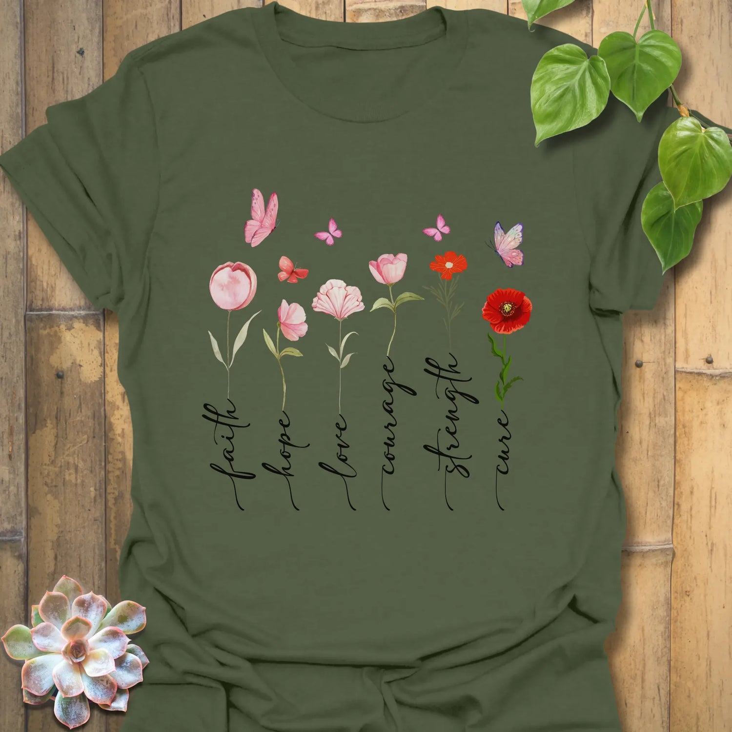 Petals Of Strength T-shirt Military Green / S T-Shirt