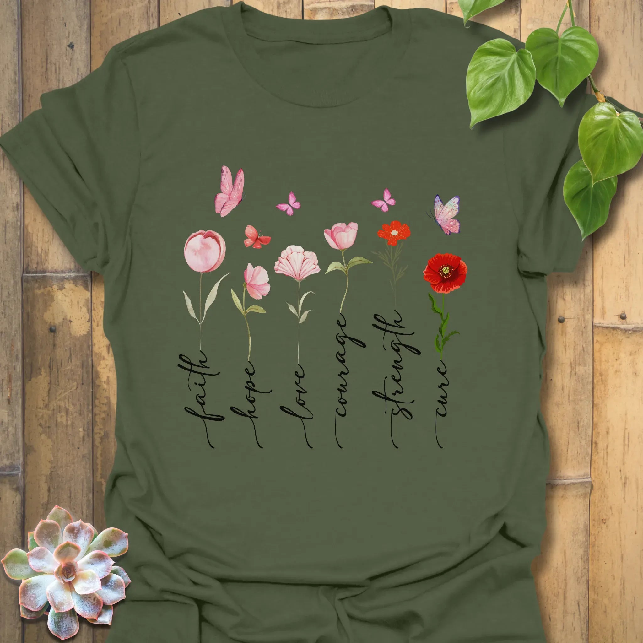 Petals Of Strength T-shirt Military Green / S T-Shirt