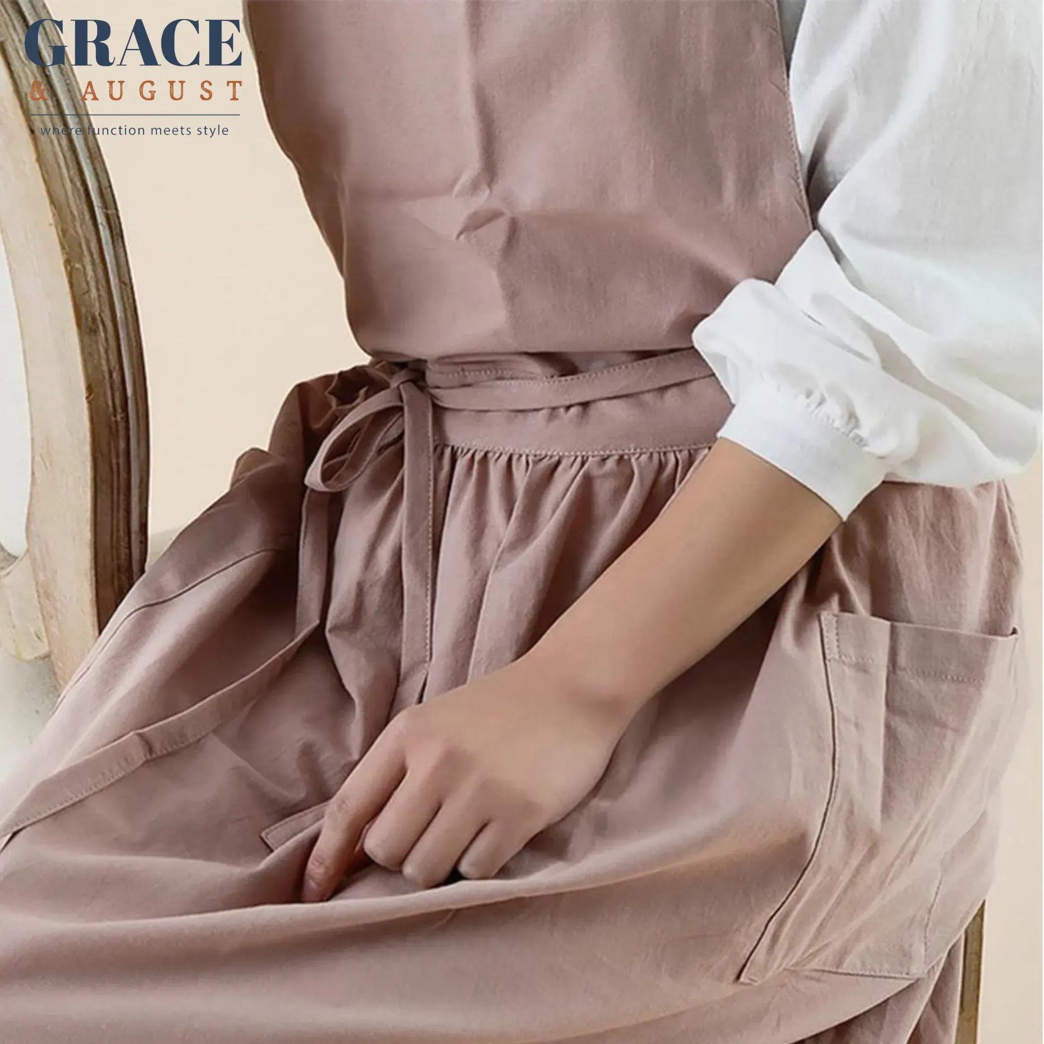 Pinafore Cotton Vintage Cross Back Apron with Pockets for Women apron