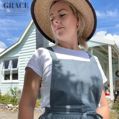 Pinafore Cotton Vintage Cross Back Apron with Pockets for Women apron