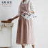 Pinafore Cotton Vintage Cross Back Apron with Pockets for Women Smoke Pink apron