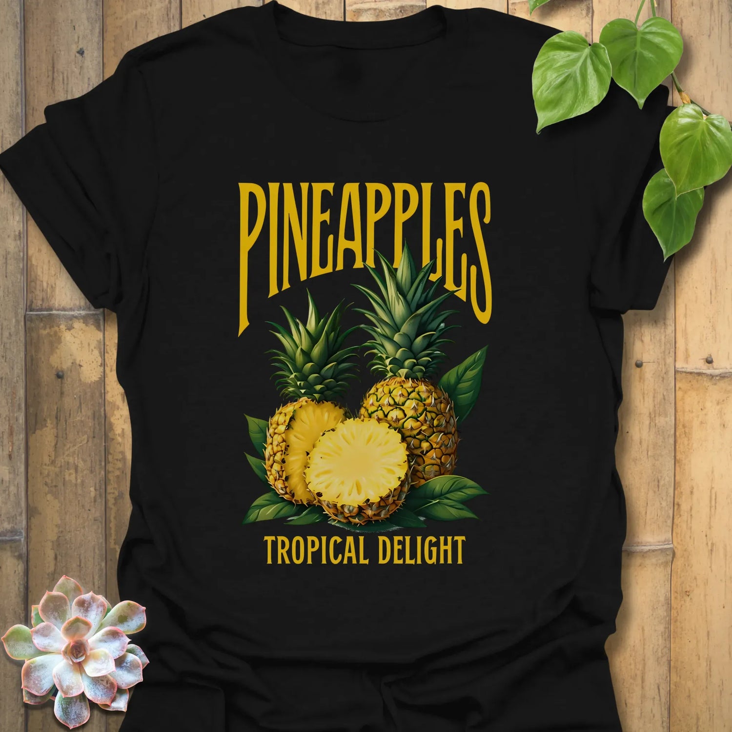 Pineapples Tropical Delight T-Shirt Black / S T-Shirt