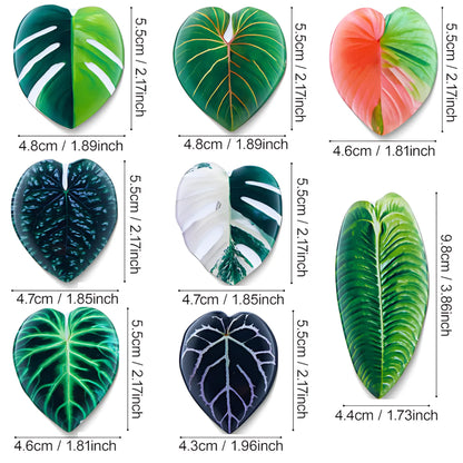 Plant Leaf Fridge Magnets - 8pcs Acrylic Green Decor SMT-Y8 Refrigerator Magnets
