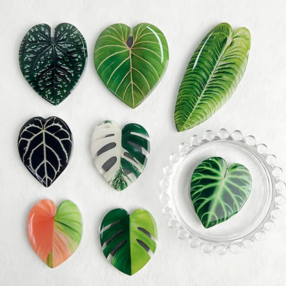 Plant Leaf Fridge Magnets - 8pcs Acrylic Green Decor SMT-Y8 Refrigerator Magnets