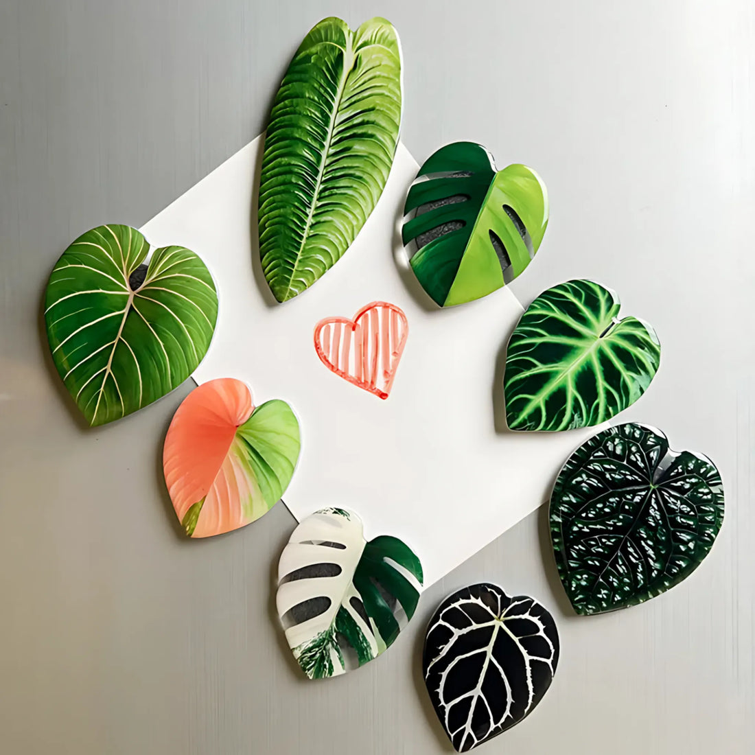 Plant Leaf Fridge Magnets - 8pcs Acrylic Green Decor SMT-Y8 Refrigerator Magnets