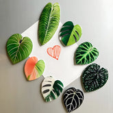 Plant Leaf Fridge Magnets - 8pcs Acrylic Green Decor SMT-Y8 Refrigerator Magnets