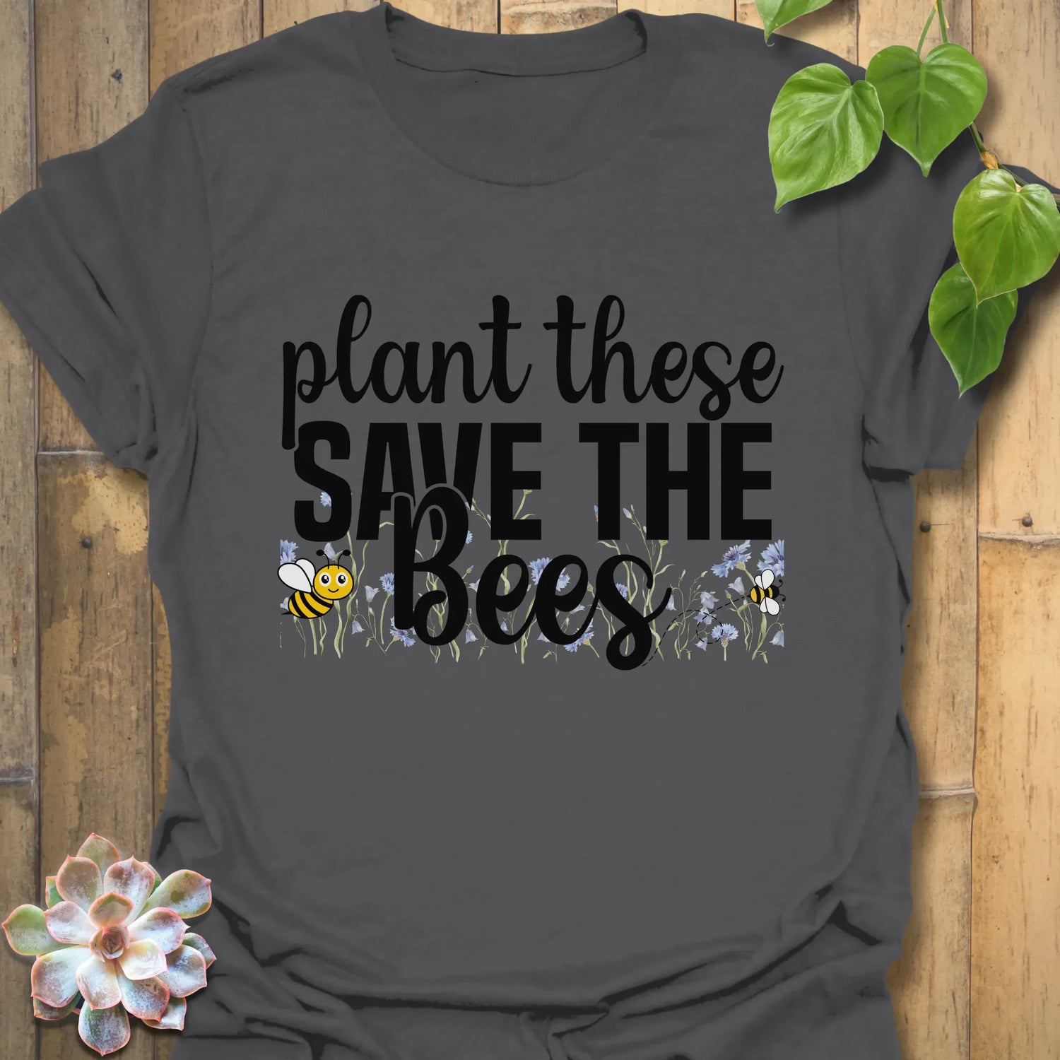Plant These Save The Bees T-shirt Charcoal / S T-Shirt